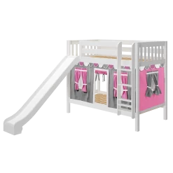 Maxtrix Twin Medium Bunk Bed With Straight Ladder, Curtain + Slide