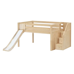 Maxtrix Full Low Loft Bed With Stairs + Slide