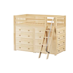 Maxtrix Twin Mid Loft Bed With Angled Ladder + Storage