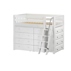 Maxtrix Twin Mid Loft Bed With Ladder + Storage - Closeout!