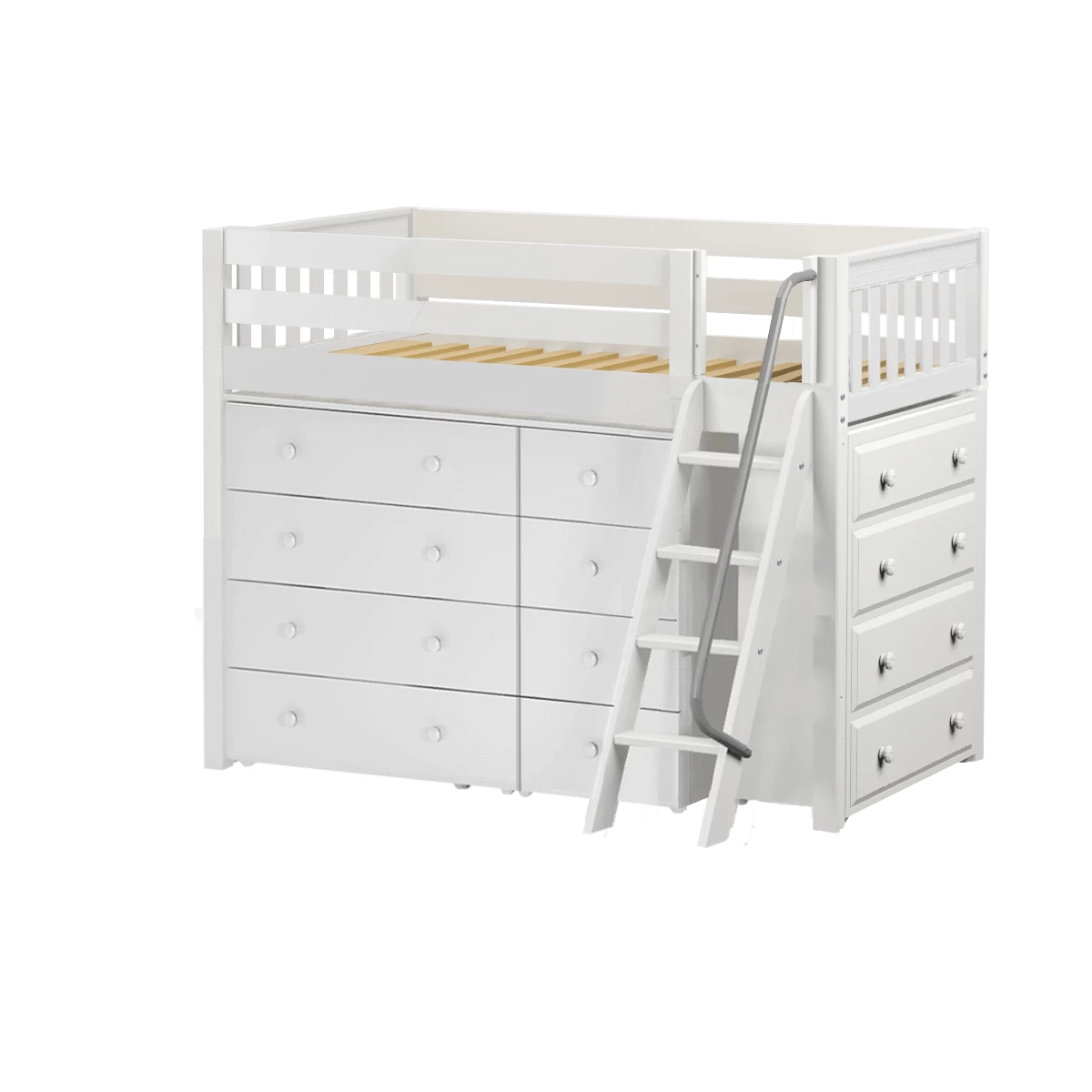 Maxtrix Twin Mid Loft Bed With Ladder + Storage - Closeout!