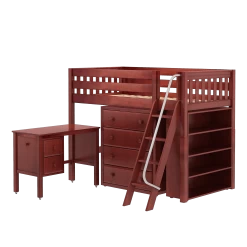 Maxtrix Twin Mid Loft Bed With Angled Ladder, Storage + Desk