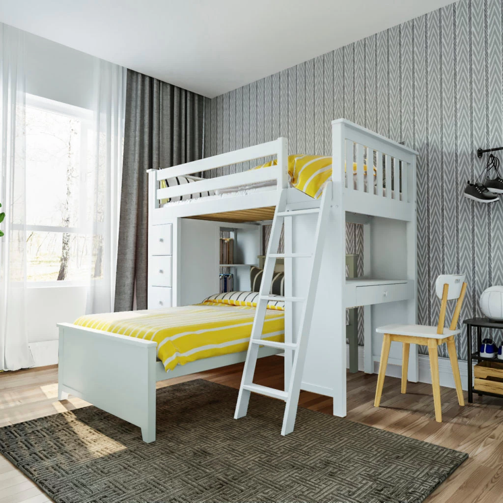 Jackpot Deluxe Kensington Loft Bed Storage Study + Twin Bed