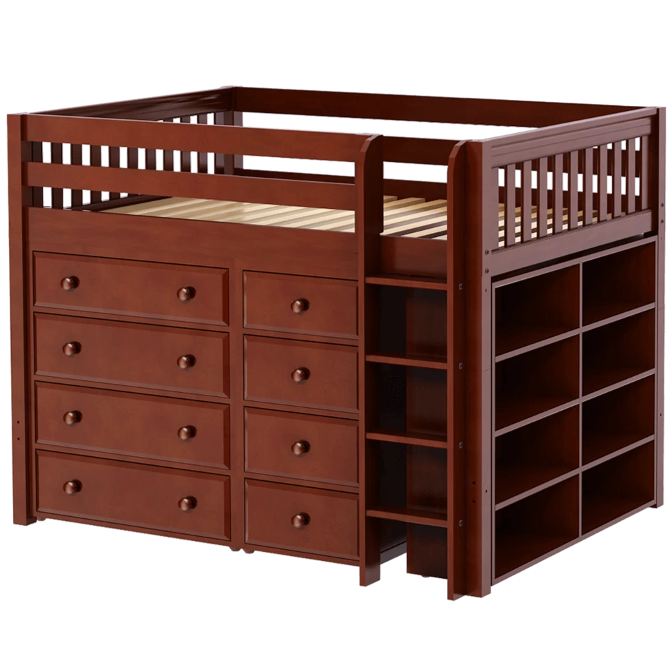 Maxtrix Full Mid Loft Bed With Straight Ladder + Storage - Image 6