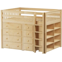 Maxtrix Full Mid Loft Bed With Straight Ladder + Storage