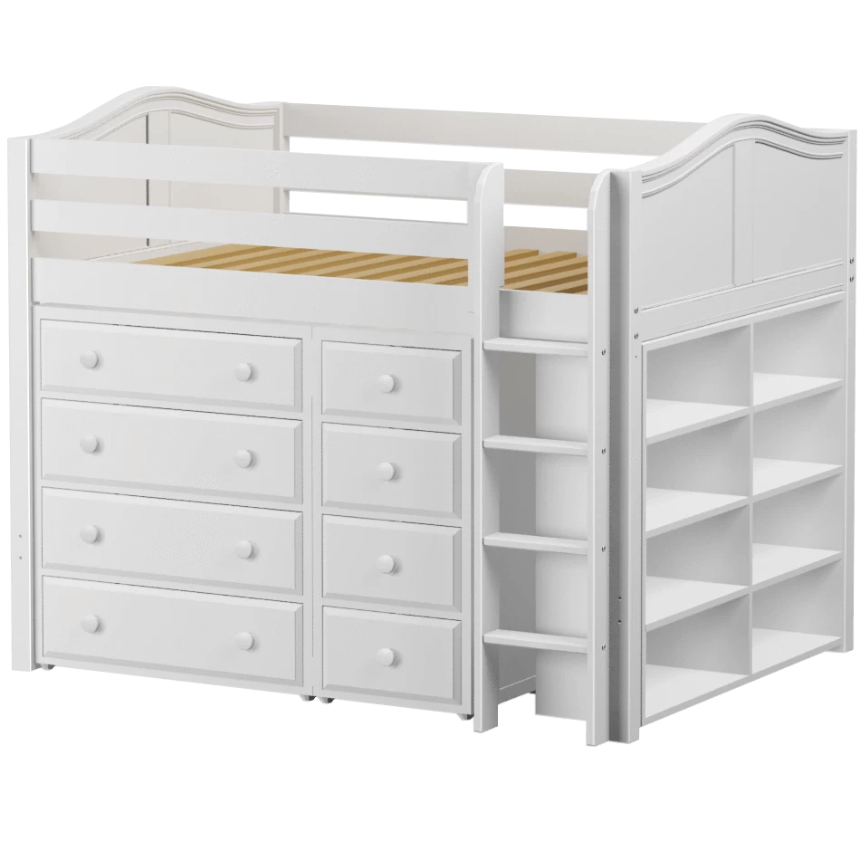 Maxtrix Full Mid Loft Bed With Straight Ladder + Storage - Image 2