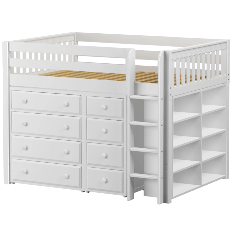 Maxtrix Full Mid Loft Bed With Straight Ladder + Storage - Image 4