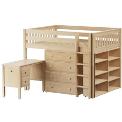 Maxtrix Full Mid Loft Bed With Straight Ladder, Storage + Desk