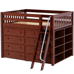 Maxtrix Full Mid Loft Bed With Angled Ladder + Storage