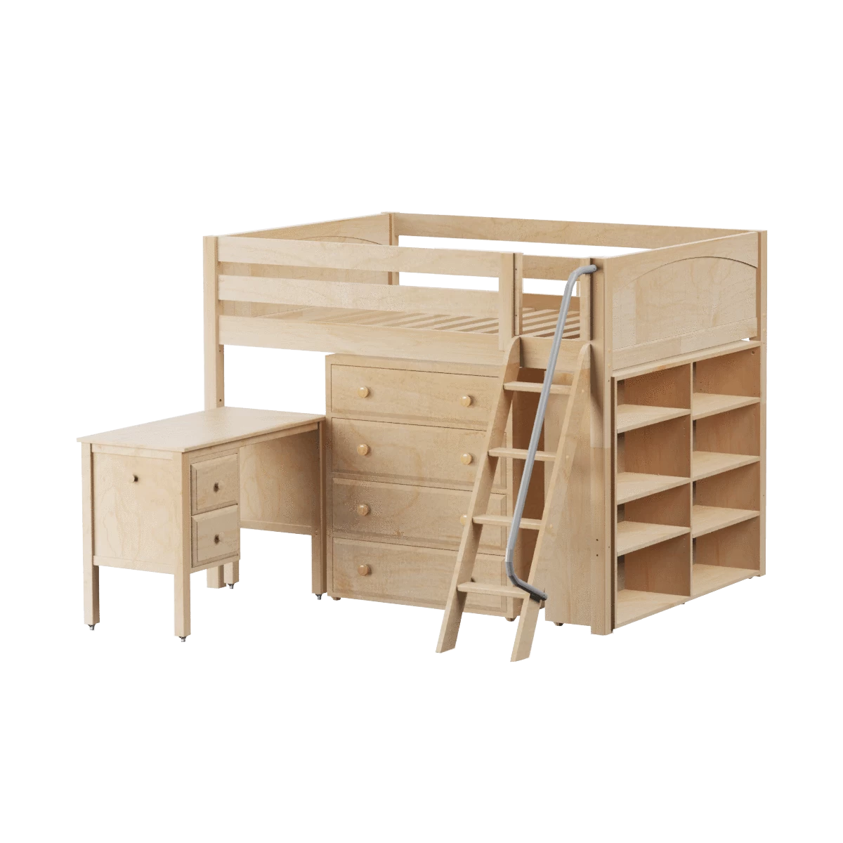 Maxtrix Full Mid Loft Bed With Angled Ladder, Storage + Desk - Image 13