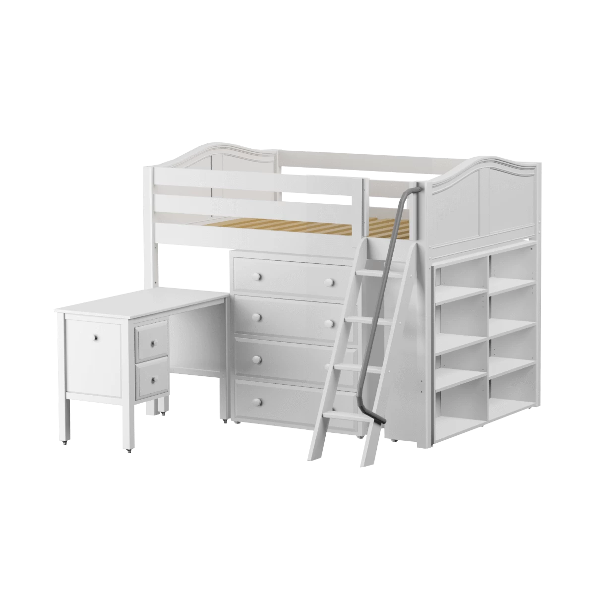 Maxtrix Full Mid Loft Bed With Angled Ladder, Storage + Desk - Image 9
