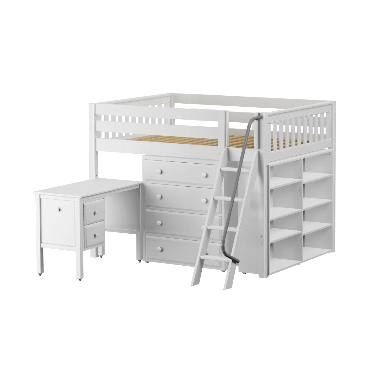Maxtrix Full Mid Loft Bed With Angled Ladder, Storage + Desk - Image 2