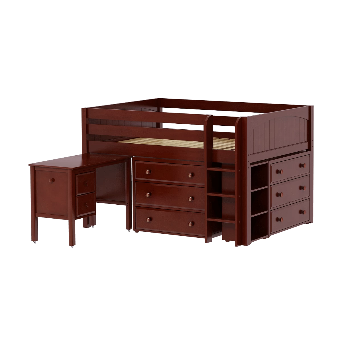 Maxtrix Full Low Loft Bed With Straight Ladder, Storage + Desk - Image 12