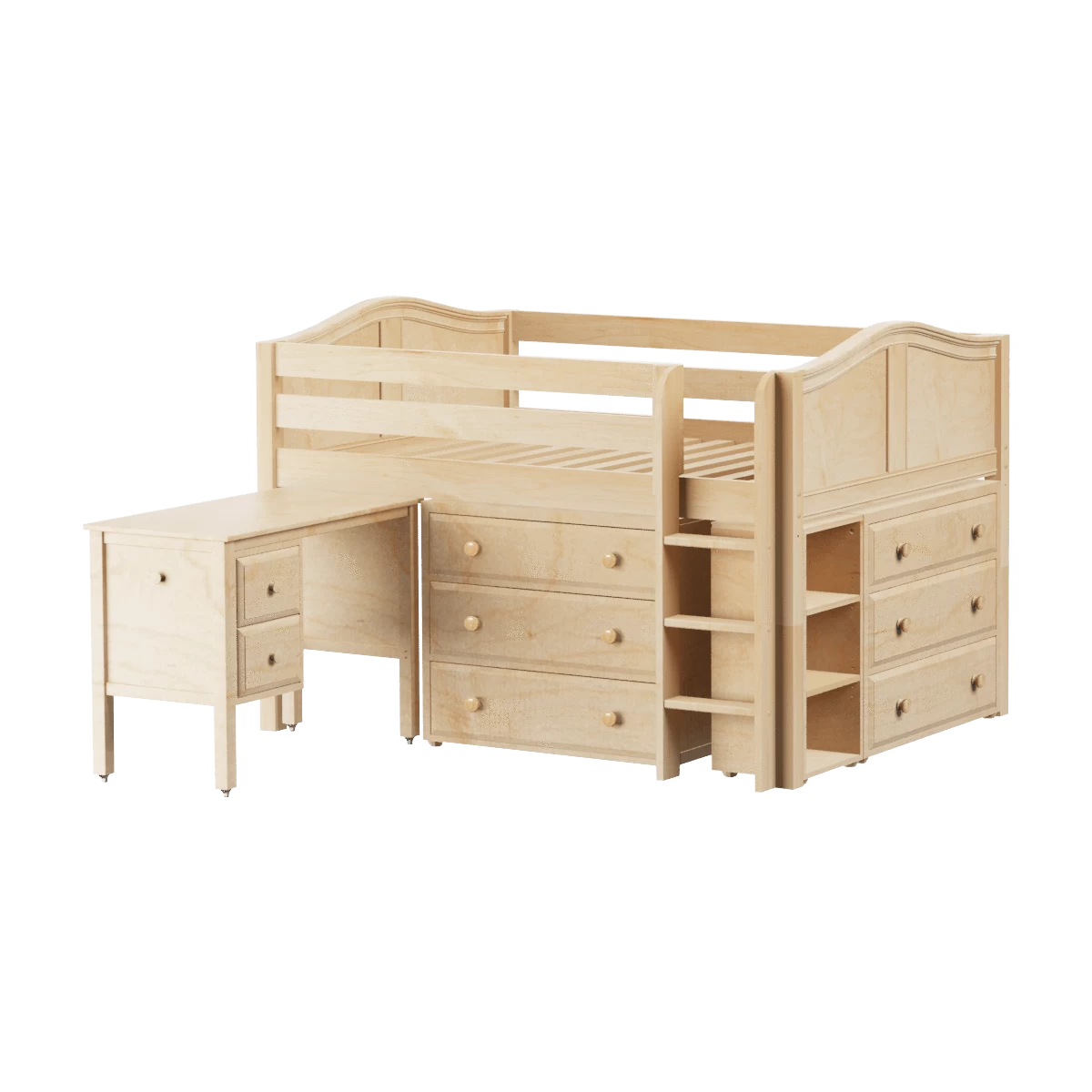 Maxtrix Full Low Loft Bed With Straight Ladder, Storage + Desk - Image 13