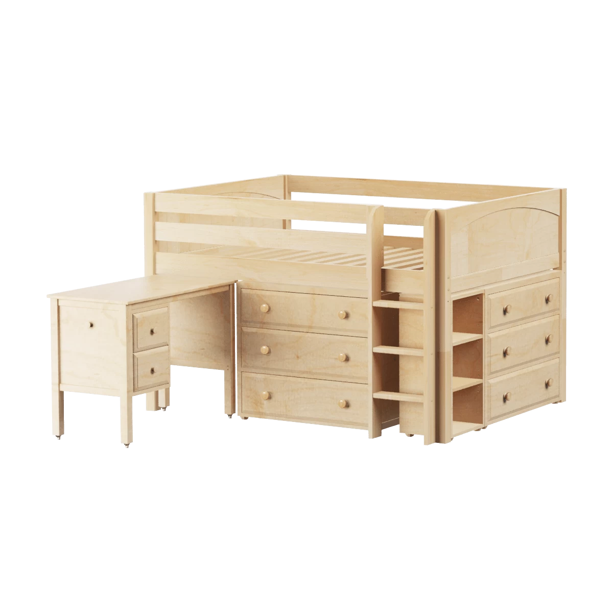 Maxtrix Full Low Loft Bed With Straight Ladder, Storage + Desk - Image 14