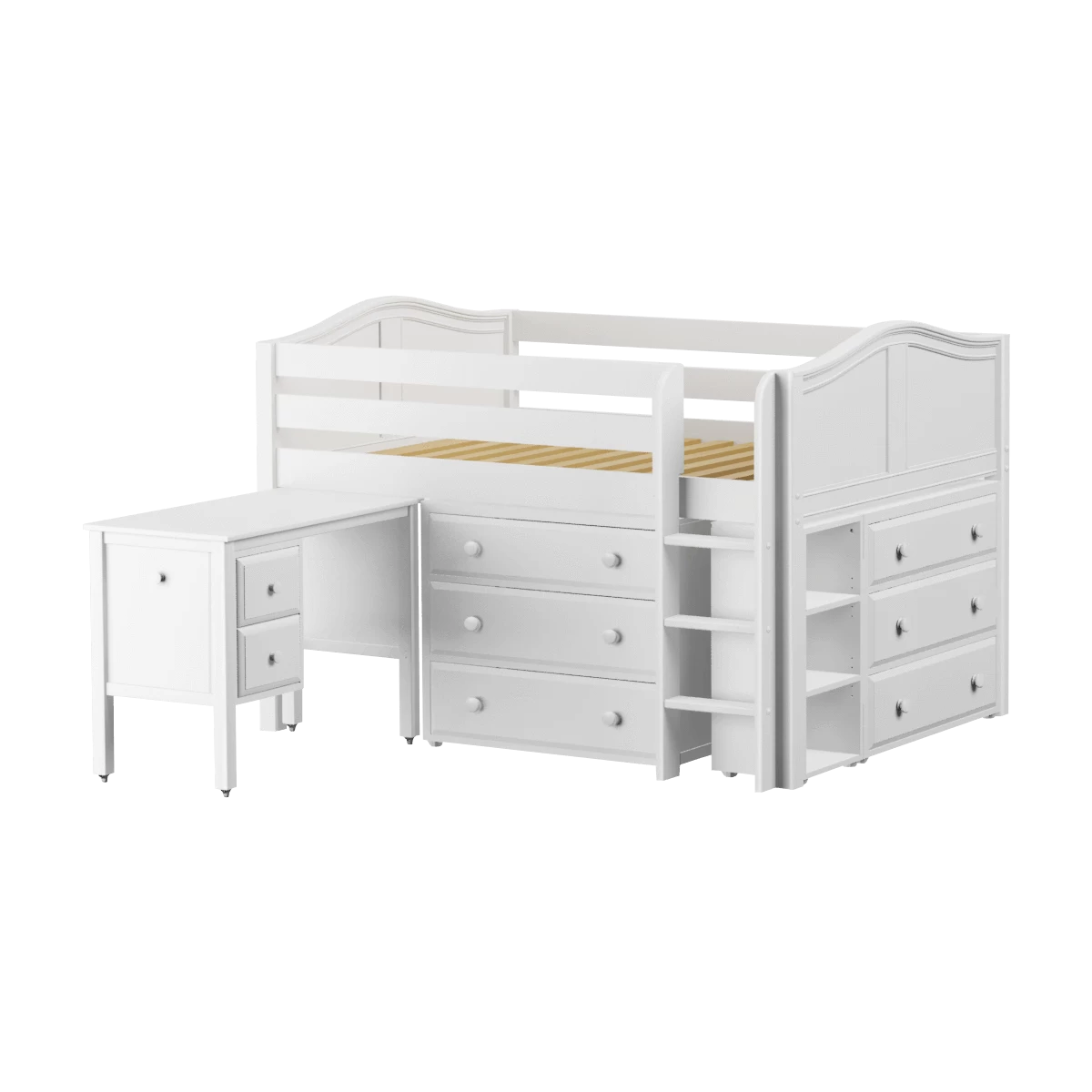 Maxtrix Full Low Loft Bed With Straight Ladder, Storage + Desk - Image 7