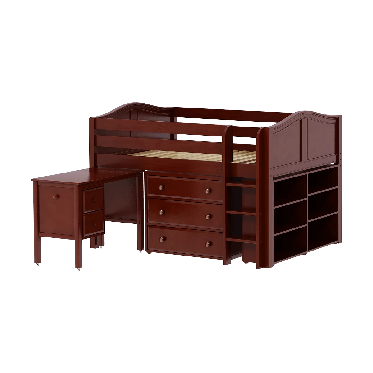 Maxtrix Full Low Loft Bed With Straight Ladder, Storage + Desk - Image 2