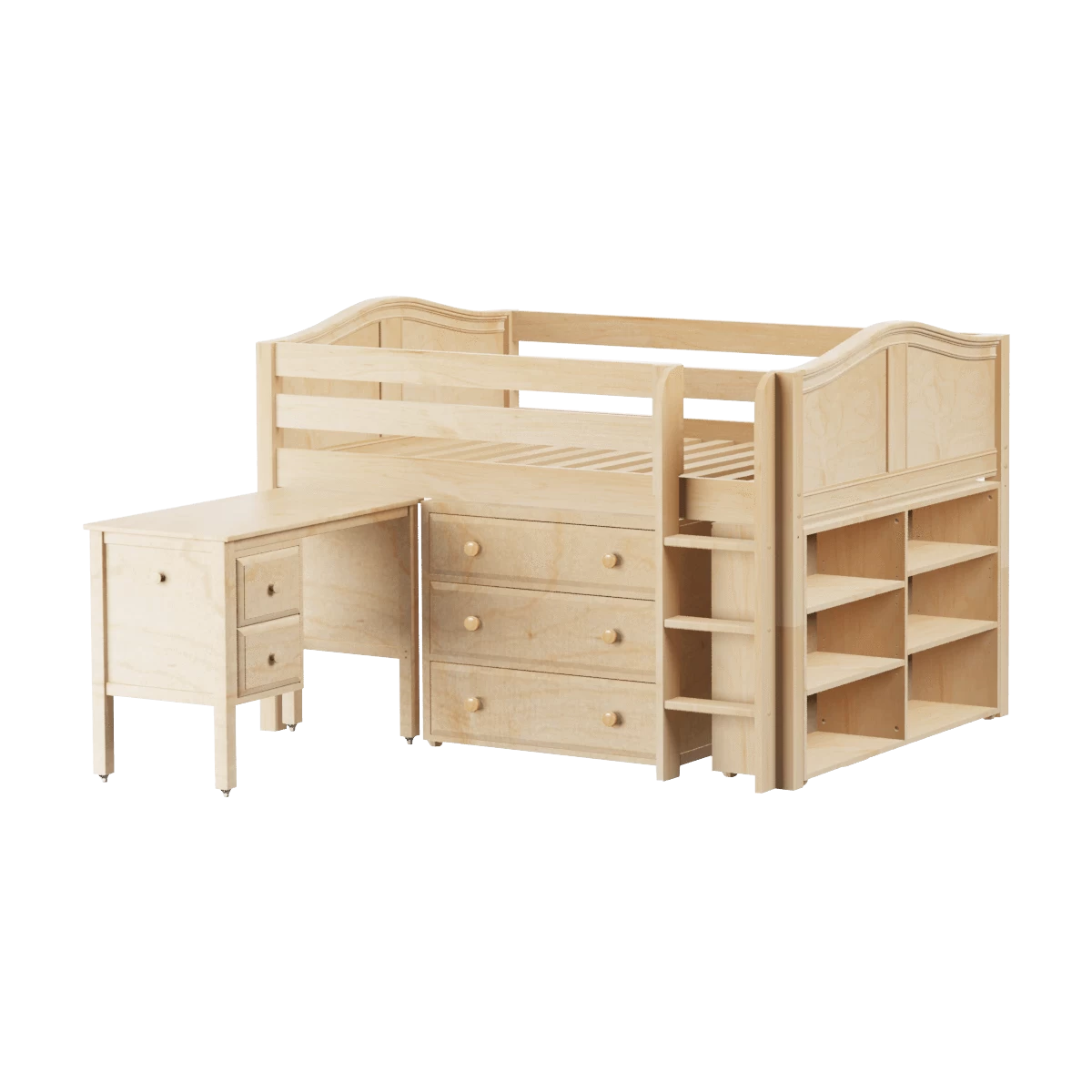 Maxtrix Full Low Loft Bed With Straight Ladder, Storage + Desk - Image 9