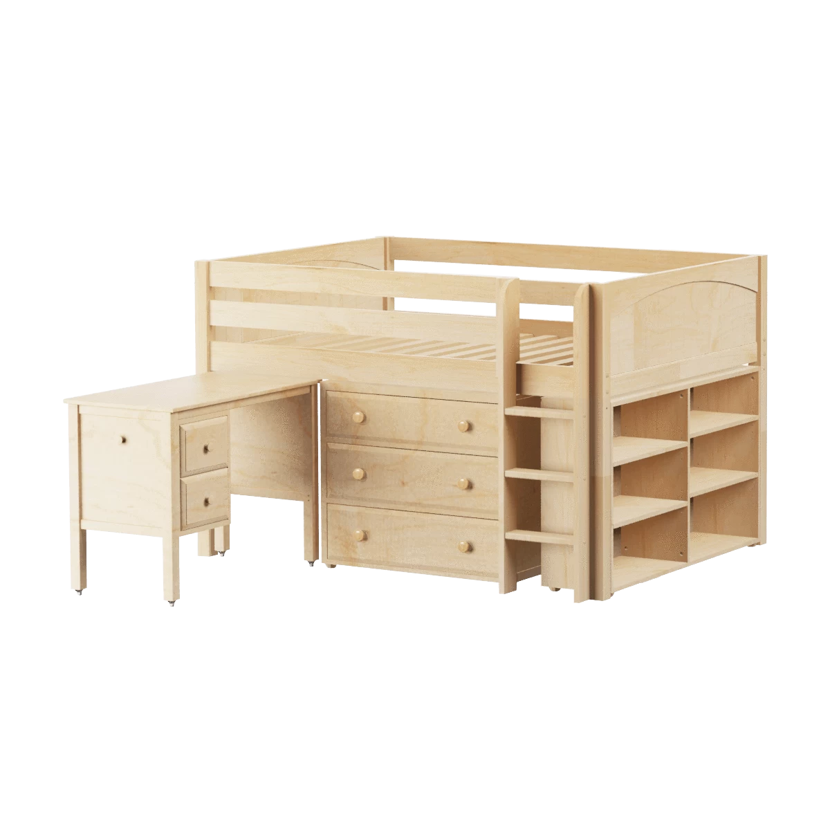 Maxtrix Full Low Loft Bed With Straight Ladder, Storage + Desk - Image 5