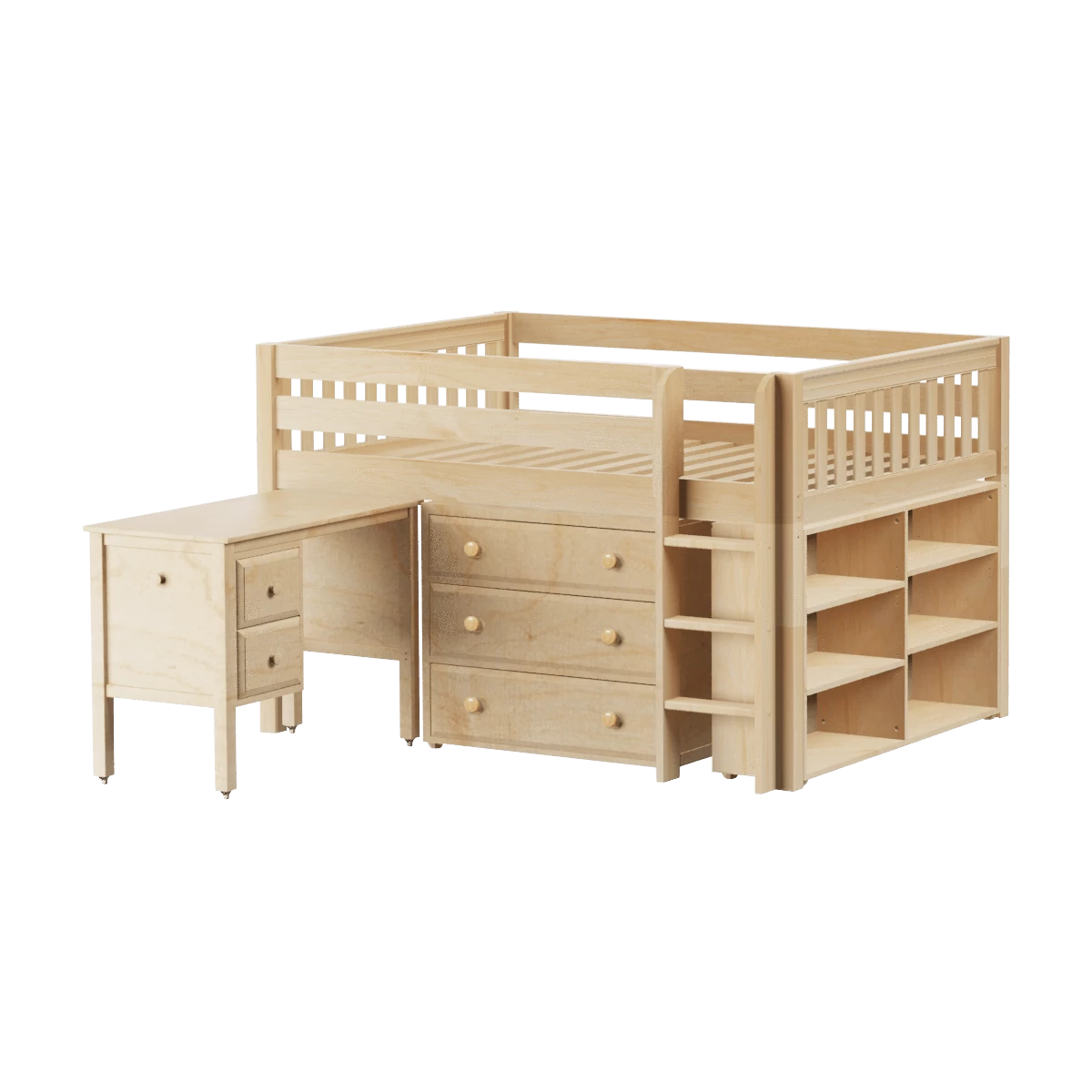 Maxtrix Full Low Loft Bed With Straight Ladder, Storage + Desk - Image 6