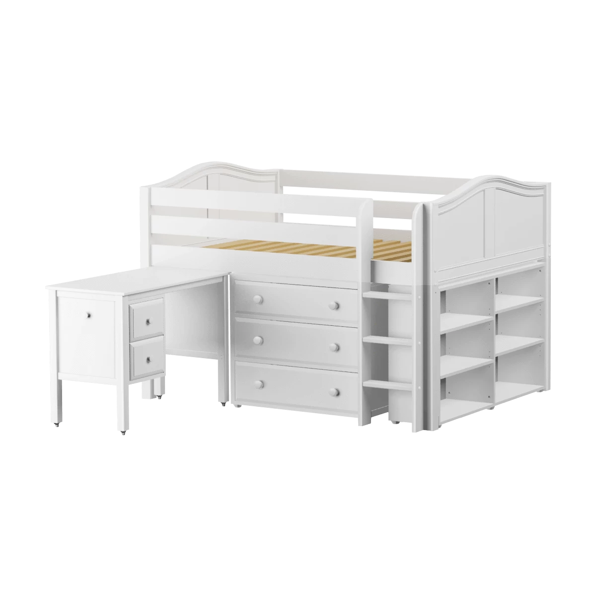 Maxtrix Full Low Loft Bed With Straight Ladder, Storage + Desk - Image 16