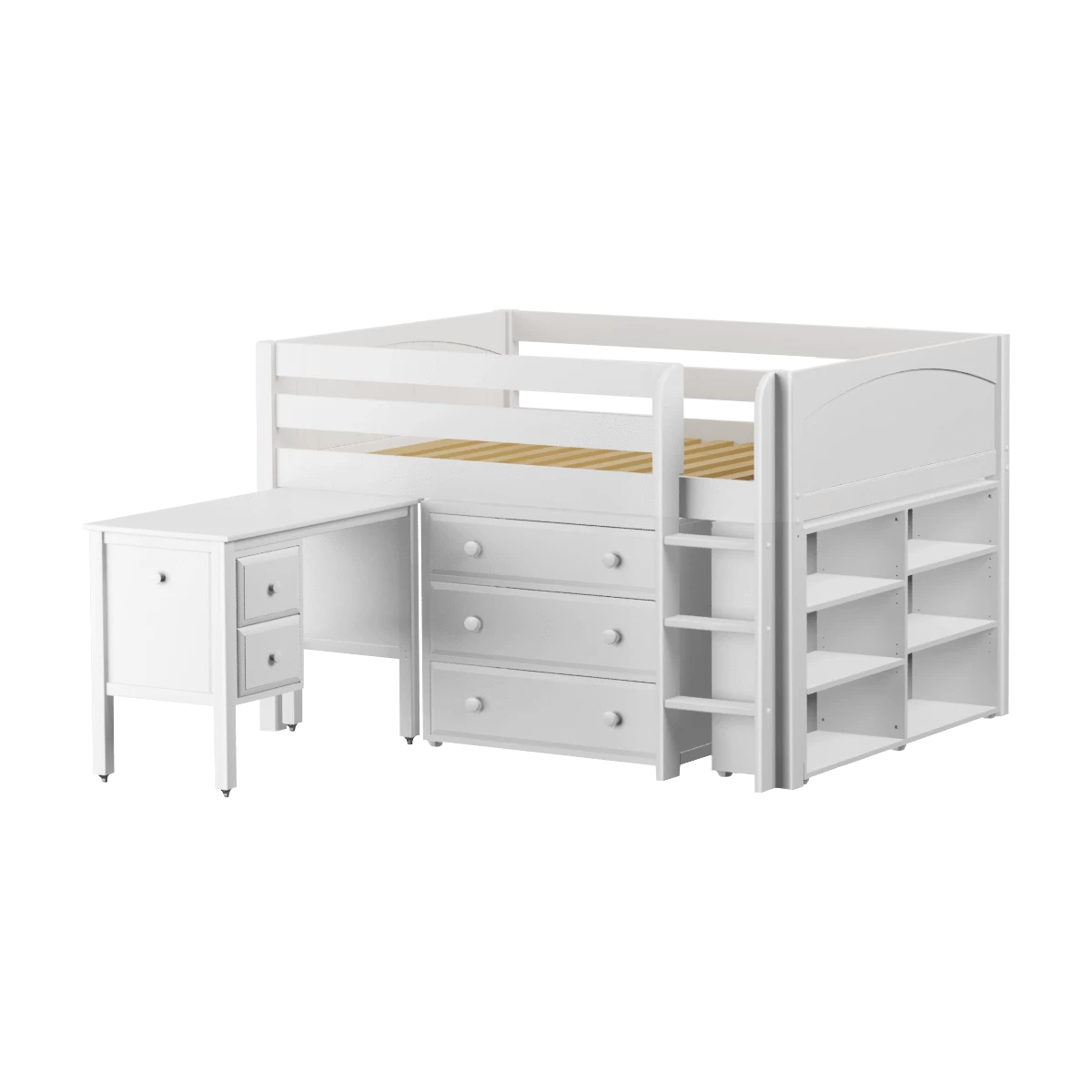 Maxtrix Full Low Loft Bed With Straight Ladder, Storage + Desk - Image 17