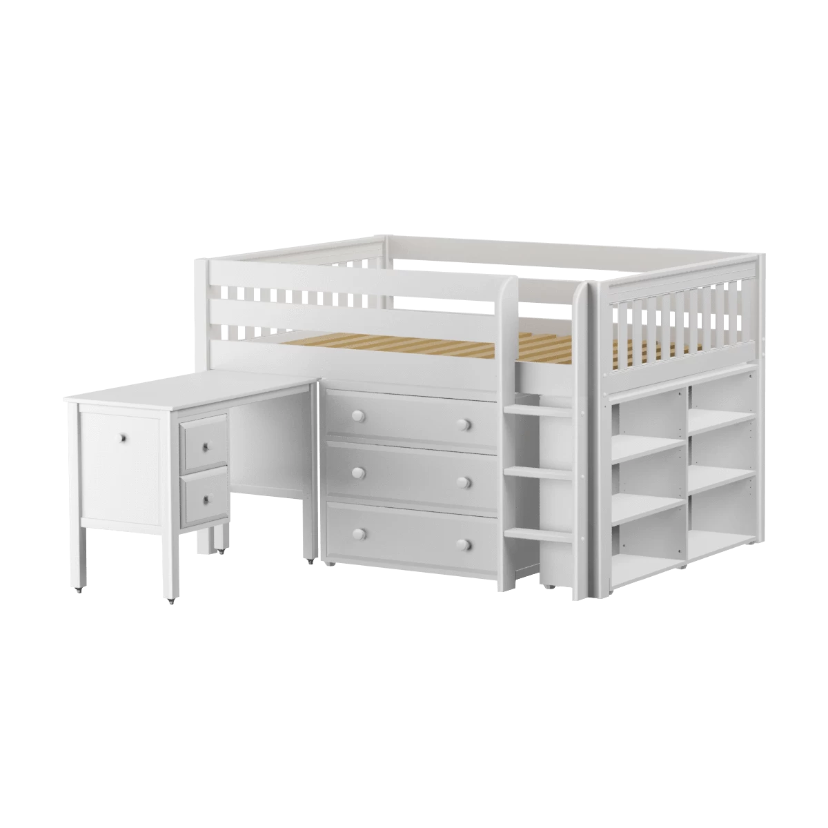 Maxtrix Full Low Loft Bed With Straight Ladder, Storage + Desk - Image 15