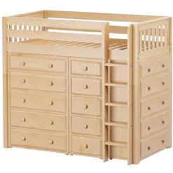 Maxtrix Twin High Loft Bed With Straight Ladder + Storage