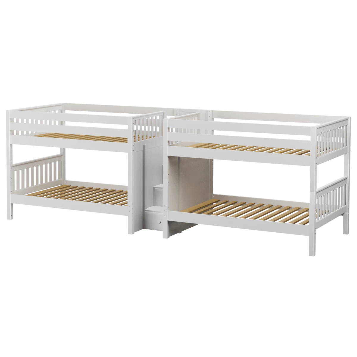Maxtrix Full Low Quadruple Bunk Bed With Stairs