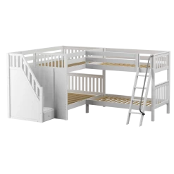 Maxtrix Full Medium Corner Bunk Bed With Ladder + Stairs - L