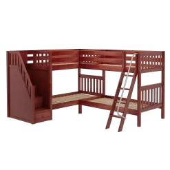 Maxtrix Twin Medium Corner Bunk Bed With Ladder + Stairs - L