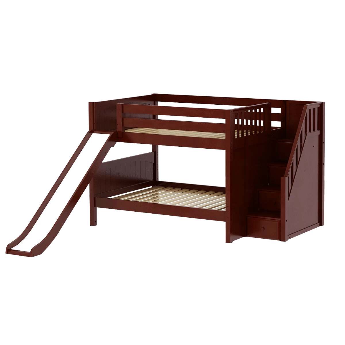 Maxtrix Full Low Bunk Bed With Stairs + Slide - Image 4