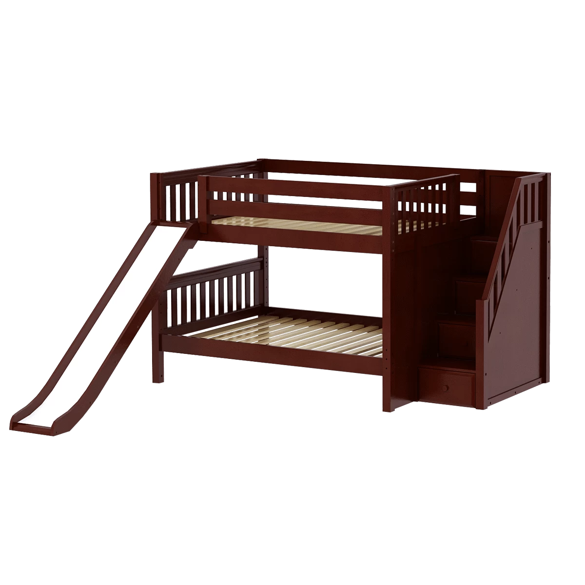 Maxtrix Full Low Bunk Bed With Stairs + Slide - Image 9