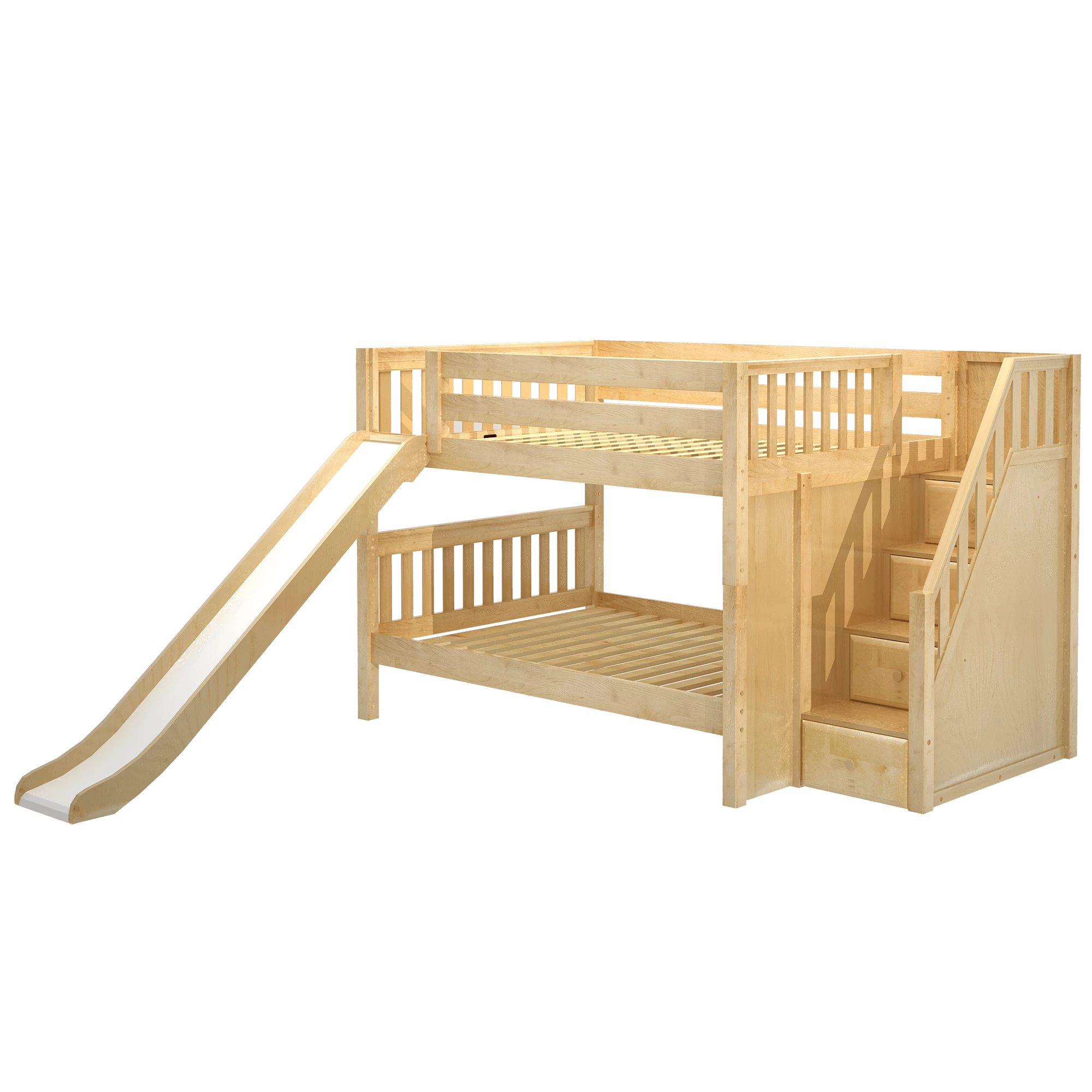 Maxtrix Full Low Bunk Bed With Stairs + Slide