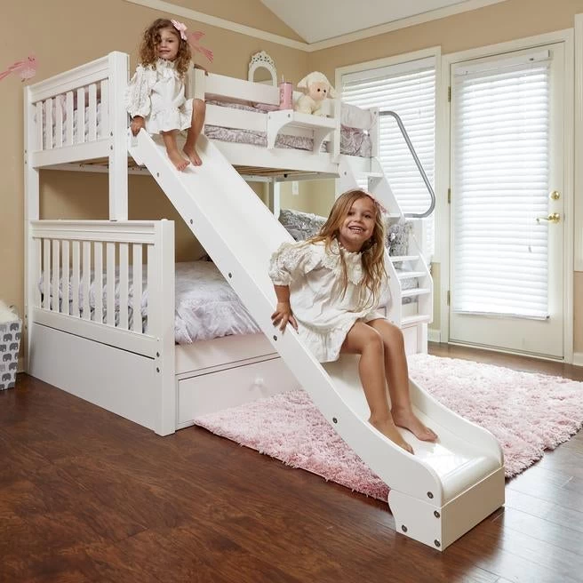 Maxtrix Twin Over Full Medium Bunk Bed + Slide - Image 2