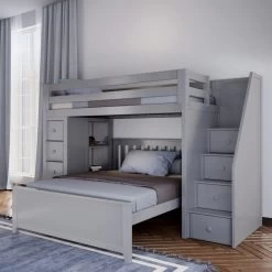 Jackpot Deluxe Oxford Staircase Loft Bed Storage + Full Bed