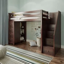 Jackpot Deluxe Oxford Staircase Loft Bed Storage
