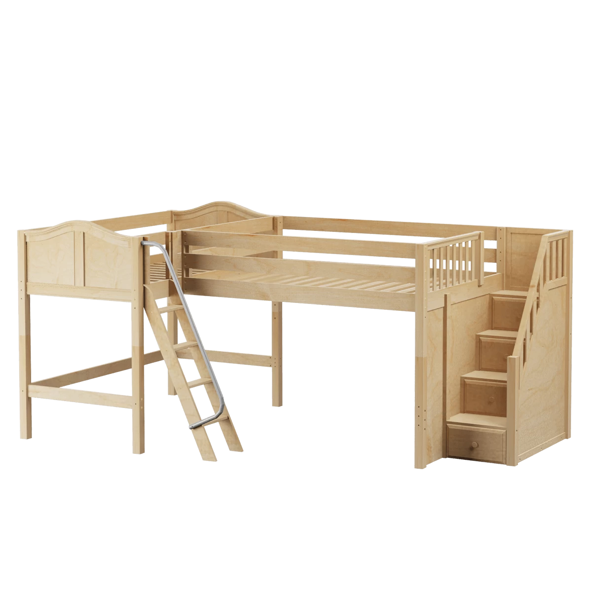 Maxtrix Twin Full Medium Corner Loft Bed With Ladder + Stairs - R - Image 9