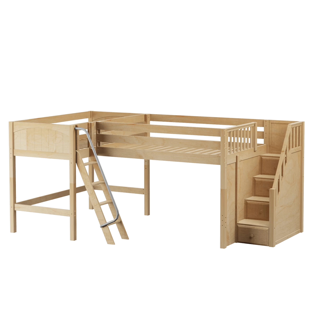 Maxtrix Twin Full Medium Corner Loft Bed With Ladder + Stairs - R - Image 5