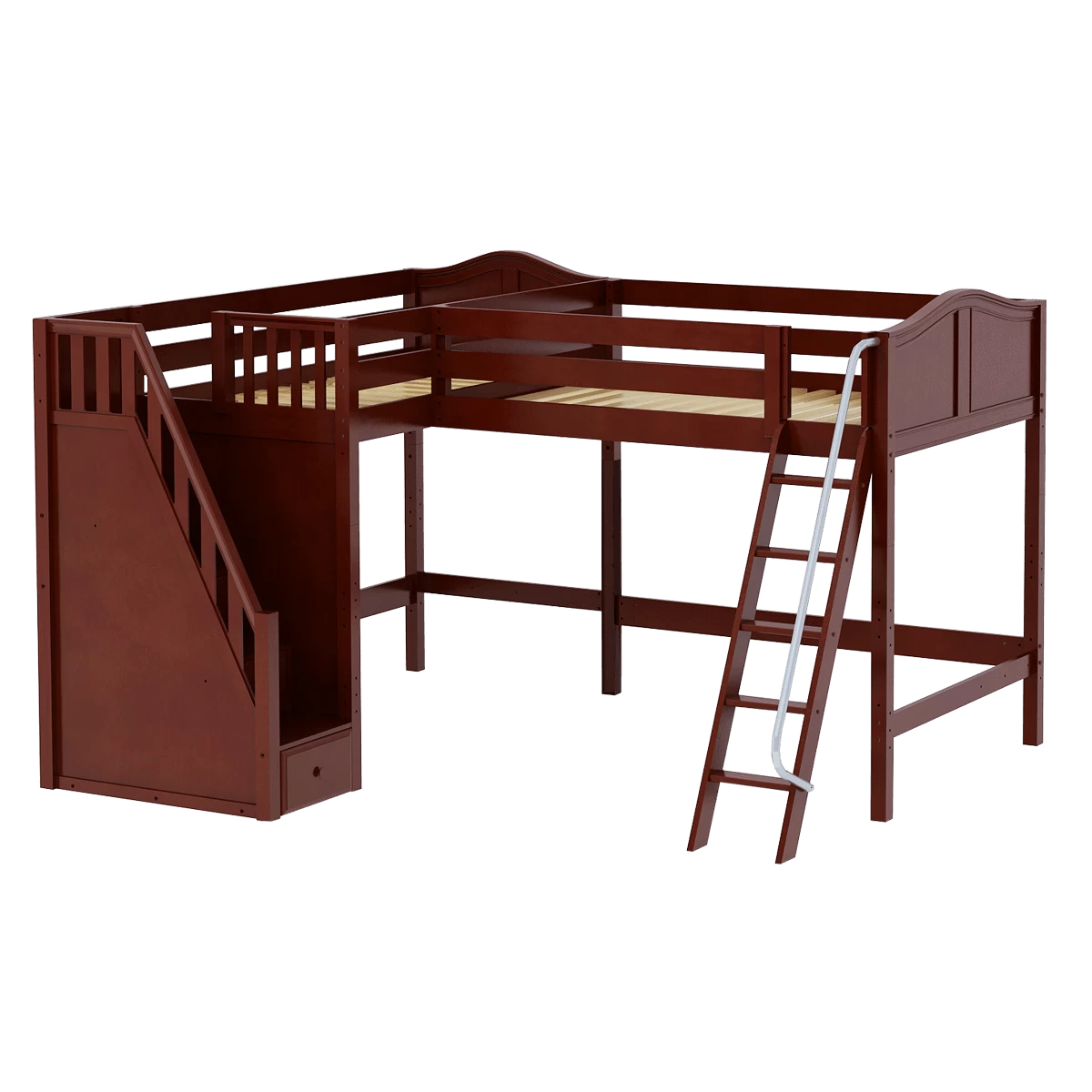Maxtrix Twin Full High Corner Loft Bed With Ladder + Stairs - L - Image 9