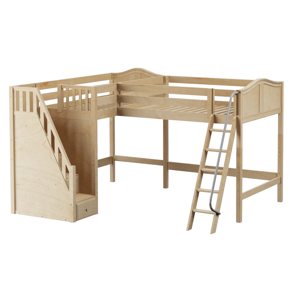 Maxtrix Twin Full High Corner Loft Bed With Ladder + Stairs - L - Image 6