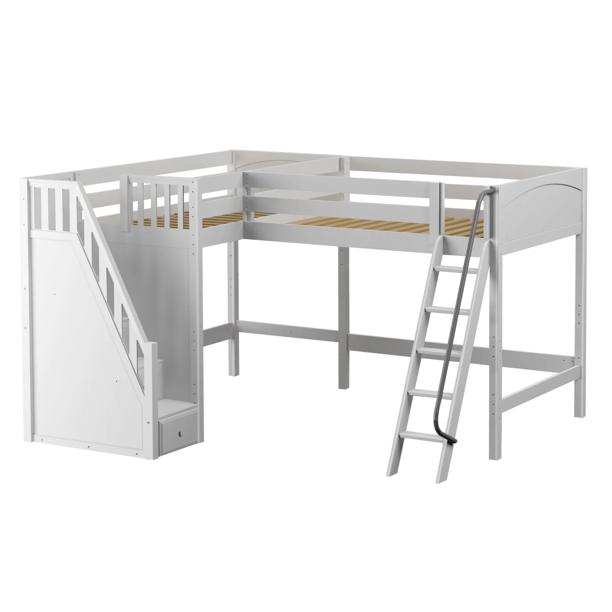 Maxtrix Twin Full High Corner Loft Bed With Ladder + Stairs - L - Image 8
