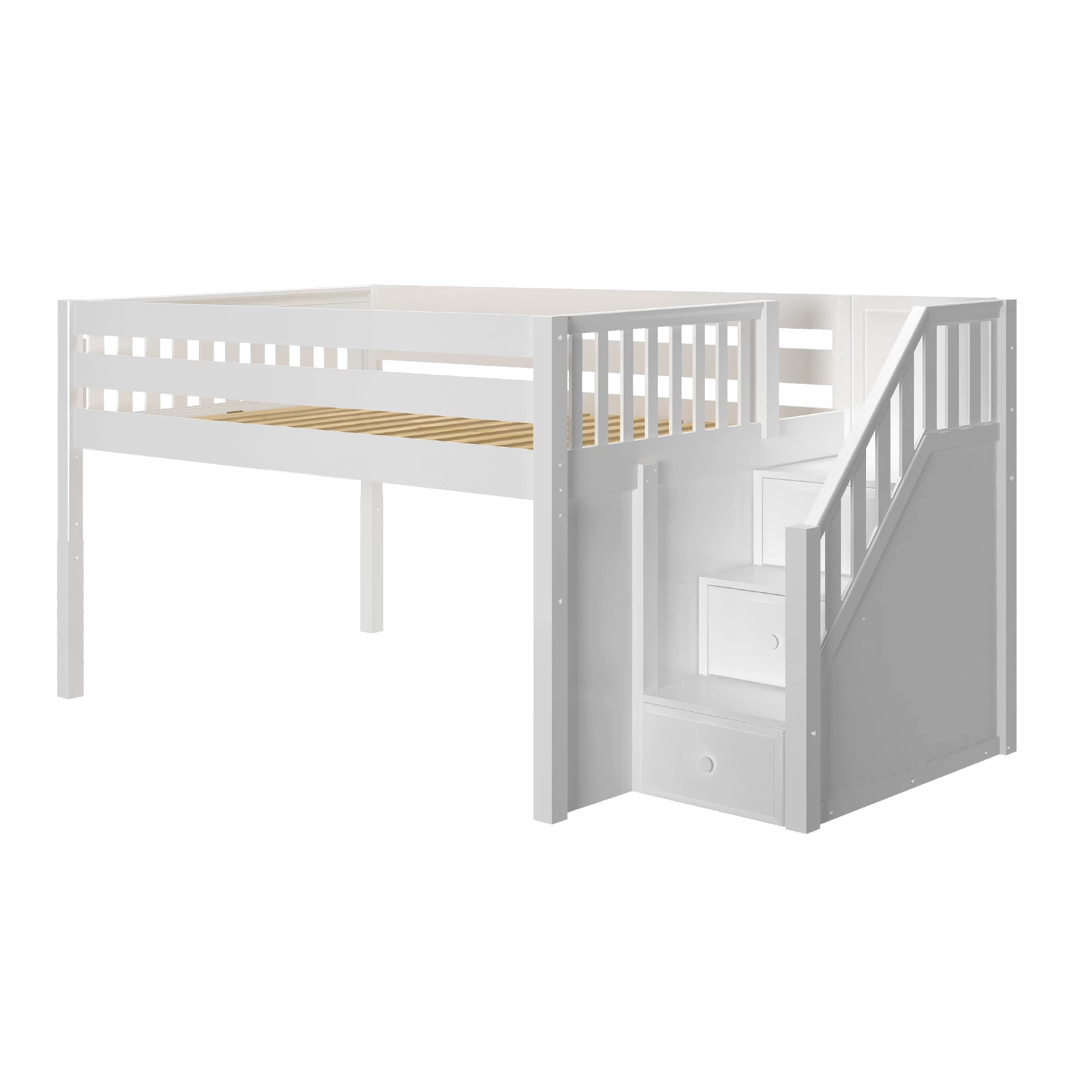 Maxtrix Full XL Low Loft Bed With Stairs