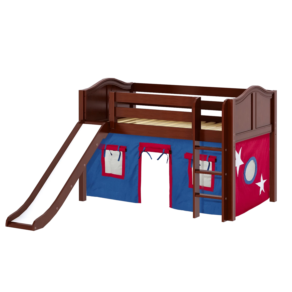 Maxtrix Twin Low Loft Bed With Straight Ladder, Curtain + Slide - Image 14