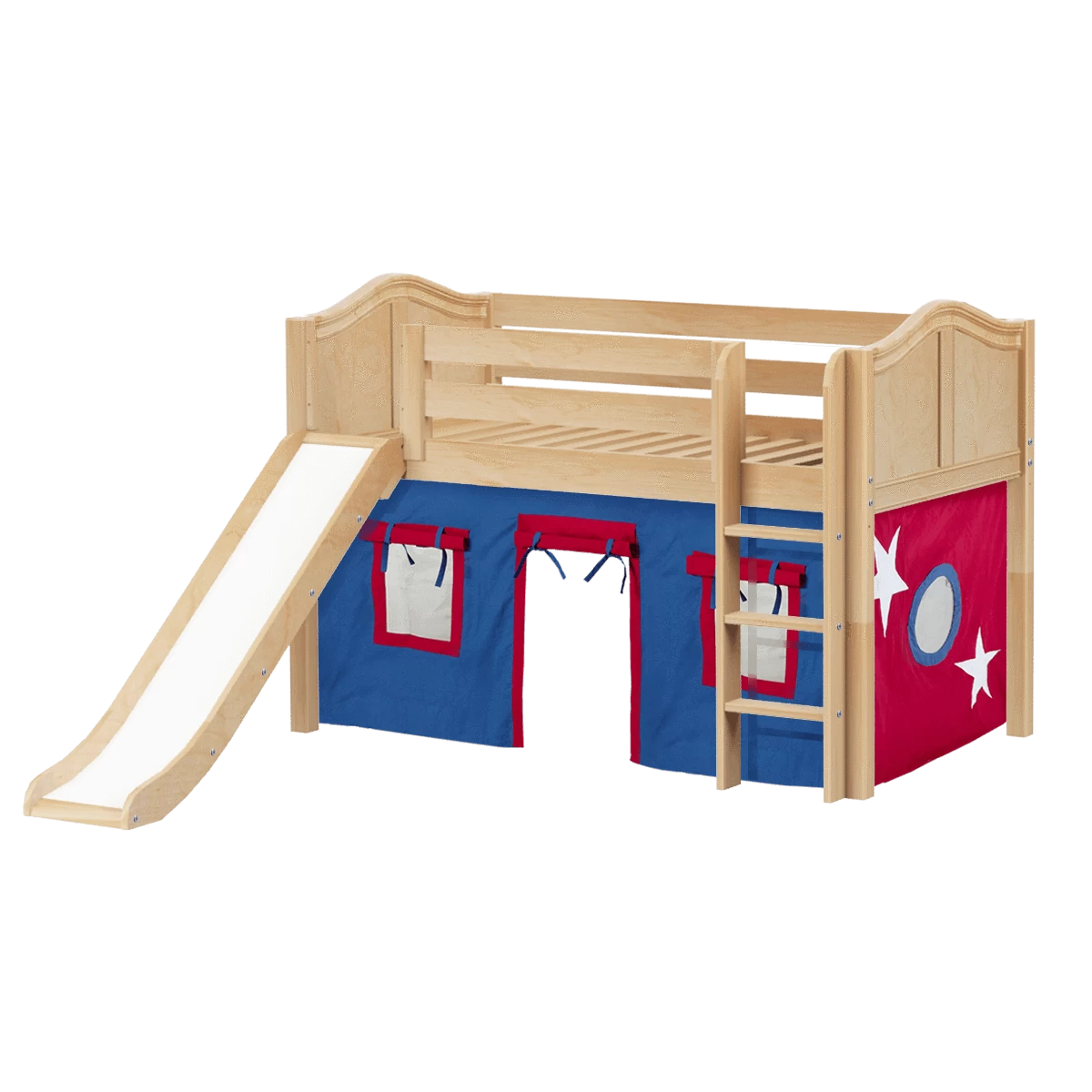 Maxtrix Twin Low Loft Bed With Straight Ladder, Curtain + Slide - Image 8
