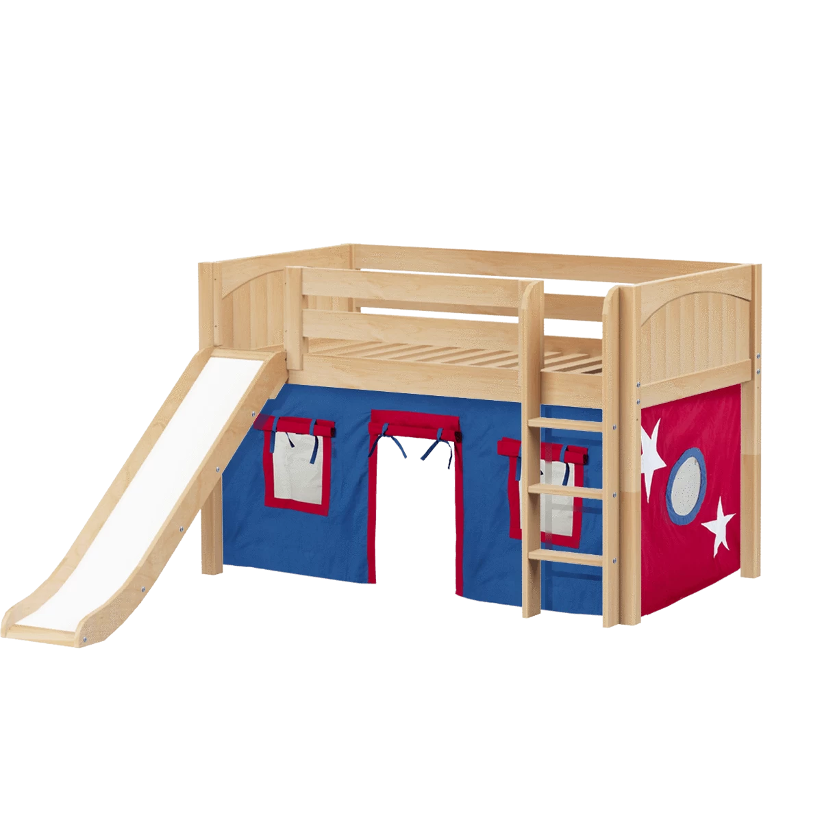 Maxtrix Twin Low Loft Bed With Straight Ladder, Curtain + Slide - Image 9
