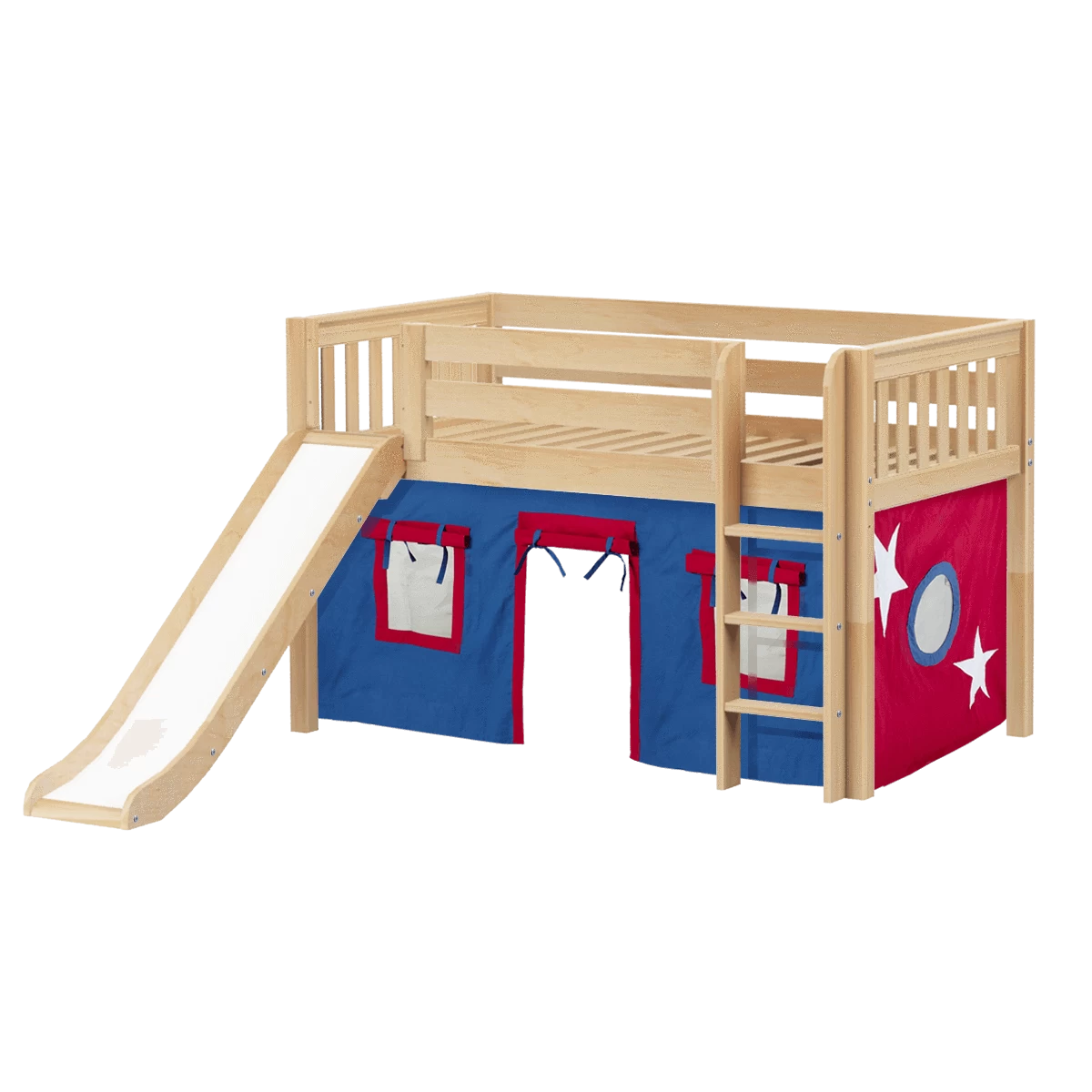 Maxtrix Twin Low Loft Bed With Straight Ladder, Curtain + Slide - Image 5