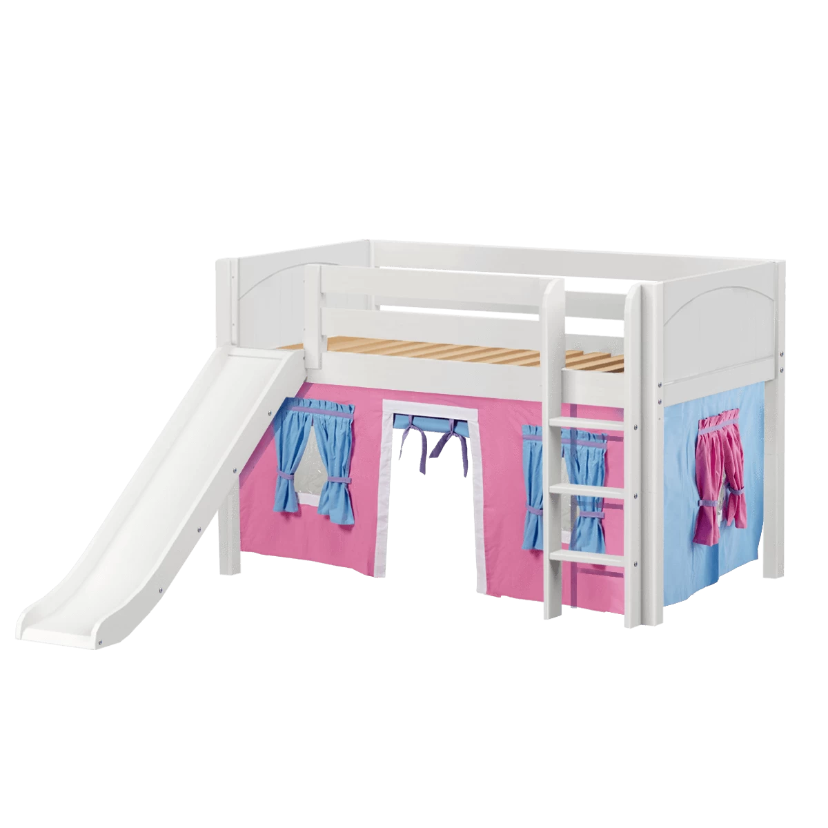 Maxtrix Twin Low Loft Bed With Straight Ladder, Curtain + Slide - Image 19