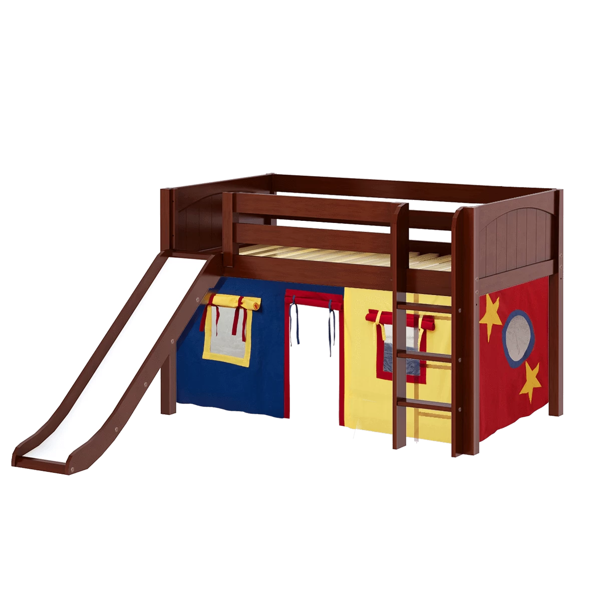 Maxtrix Twin Low Loft Bed With Straight Ladder, Curtain + Slide - Image 10