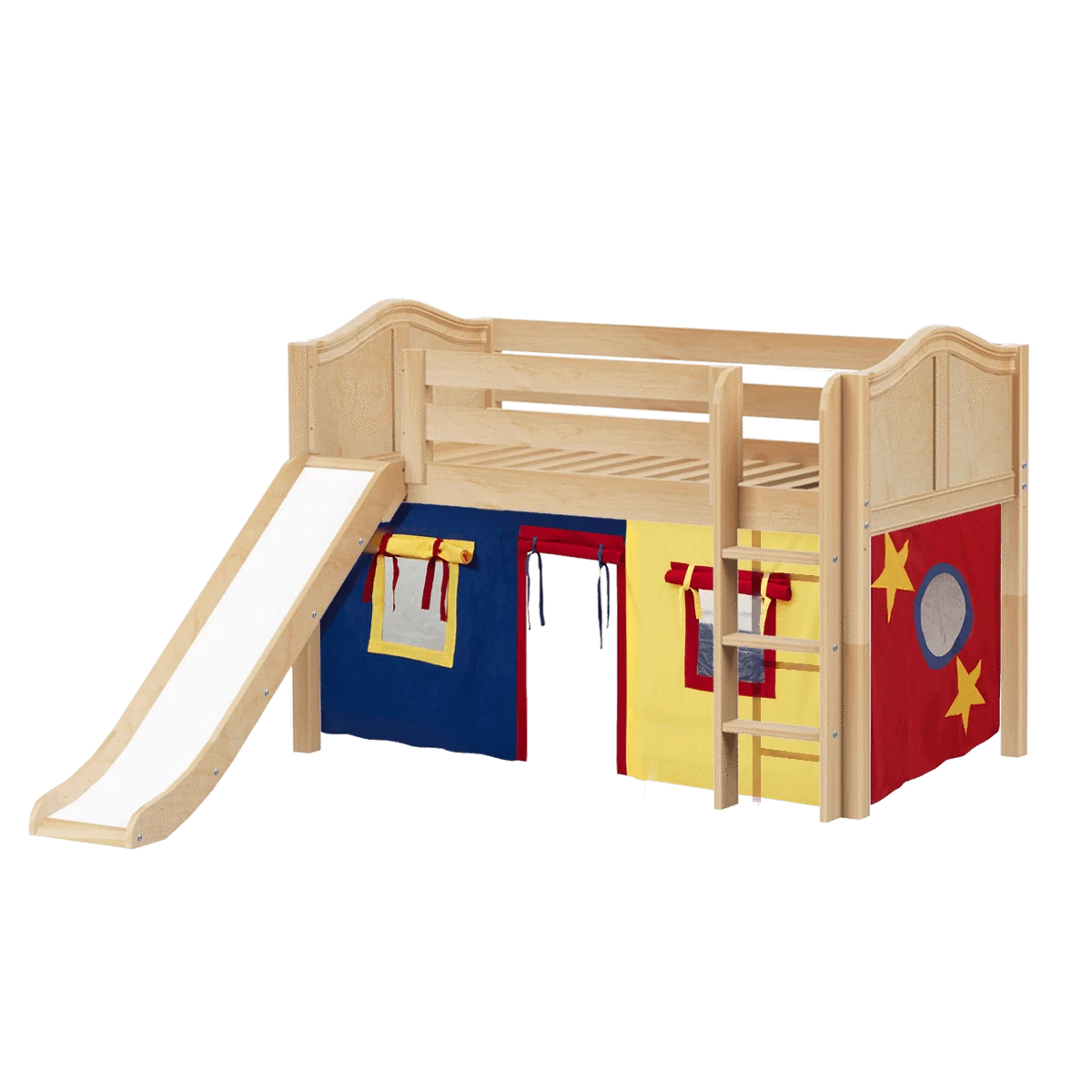 Maxtrix Twin Low Loft Bed With Straight Ladder, Curtain + Slide - Image 17